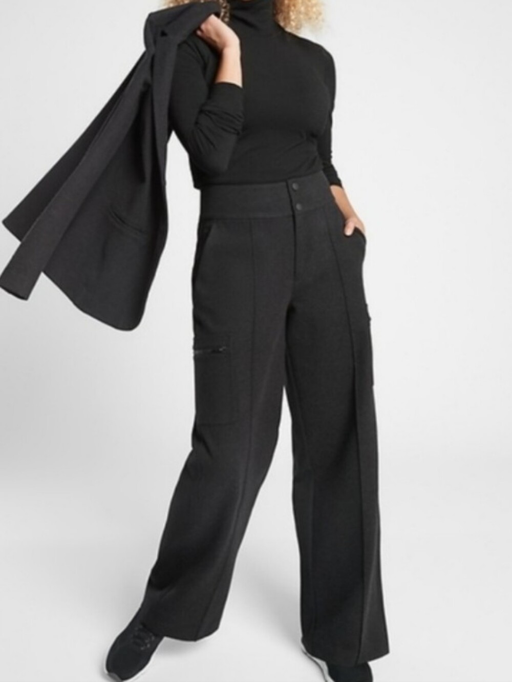 NEW! Athleta Wide-Leg Venice Heathered Cargo Pants Size 16